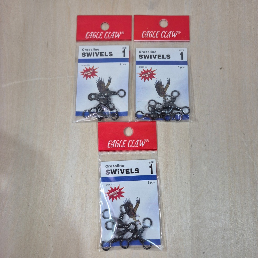 Eagle Claw Crossline Swivels Size 1 Black 3 Packs Swivels 01062-001‎